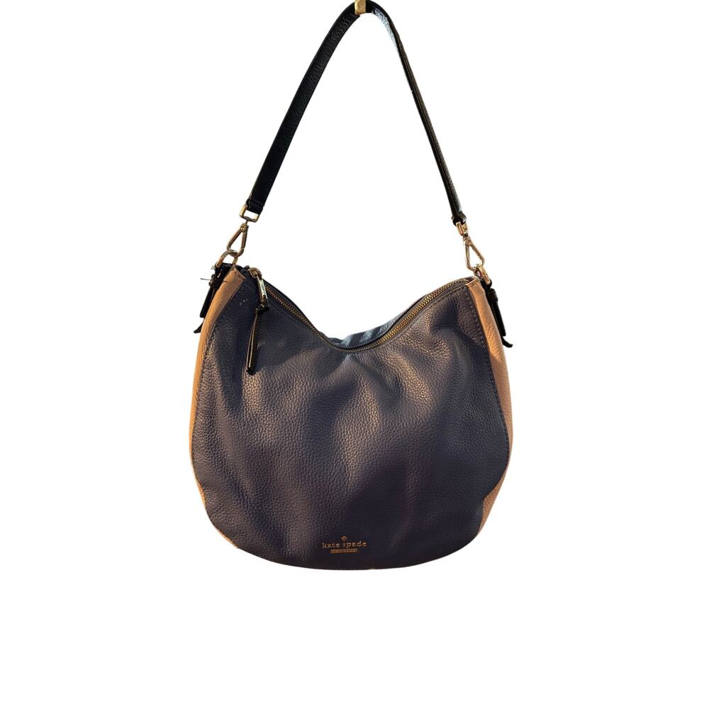 Kate Spade Jackson St., Miley hobo bag in blue ivory and black pebble leather